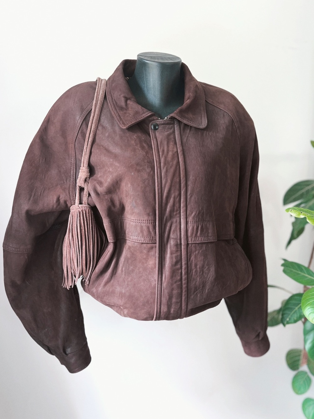 1970s Vintage | Brown Oversized Leather Bomber Jacket
